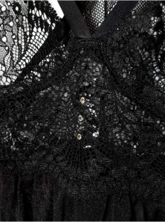 Пеньюар с кружевом и кристаллами Swarovski LHW 1087 || Сорочка нічна жін. CE SWAROWSKI LHW 1087, р.170-100-106, royal black