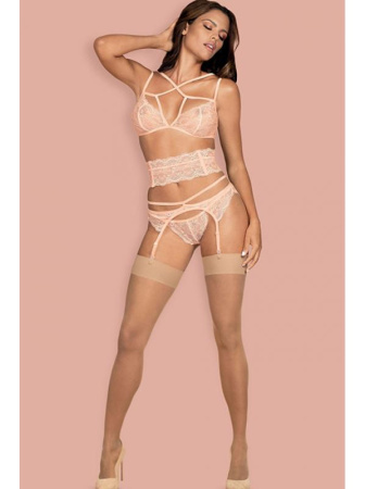 Чулки под пояс Obsessive S800 Телесный