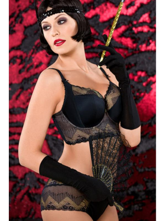 Комплект Ava Gatsby - бюстье с мягкой чашкой AV 1790 и полные трусики AV 1789 Черно-золотой || Комплект Ava Gatsby - бюстье с мягкой чашкой AV 1790 и полные трусики AV 1789 Черно-золотой