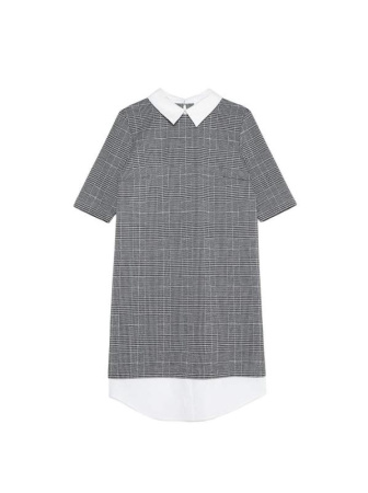 Платье в клетку с имитацией рубашки LPL 1052 || Плаття жін. CE LPL 1052, р.170-100-106, grey-ivory check