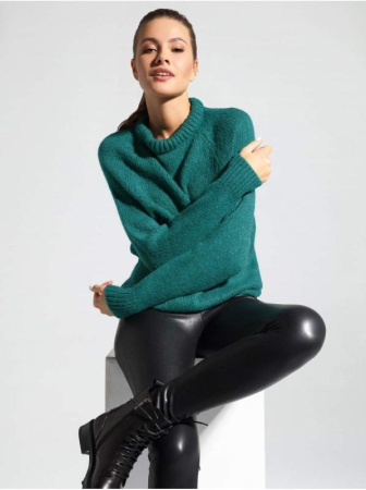 Вязаный джемпер из объемной итальянской пряжи с шерстью и мохером LDK 075 || Джемпер жін. CE LDK075 18С-265СП, р.170-88, emerald green