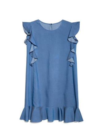 Джинсовое платье А-силуэта с воланами LPL 905 || Плаття жін. CE LPL 905, р.170-84-90, light denim