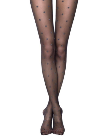 Колготки в горошок з люрексом BRILLIANT Lycra, р. 2, Nero