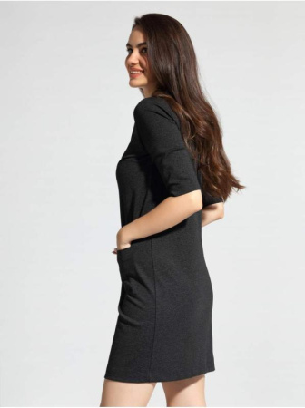 Платье с металлической молнией и воротником LPL 1056 || Плаття жін. CE LPL 1056, р.164-92-98, black melange
