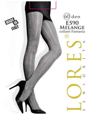 Колготки с узором LORES E590 Melange 60, 1/2, nero melange(черный меланж)