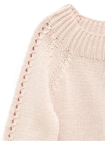 Вязаный джемпер с ажурными косами из объемной пряжи с хлопком LDK 093 || Джемпер жін. CE LDK093 19С-135СП, р.170-84, white