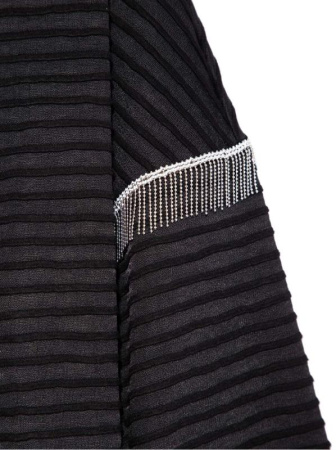 Ультрамодный фактурный джемпер с металлическим декором на рукавах 853 || Джемпер жін. CE LD 853, р.170-88, Nero