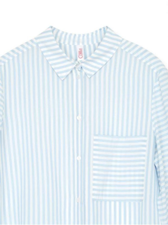 Рубашка в полоску из вискозы премиального качества LBL 1096 || Блуза жін. CE LBL 1096, р.170-84-90, white-light blue