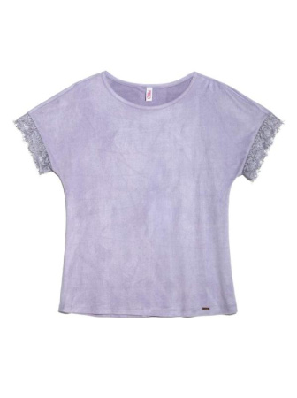 Топ с эффектом замши и деликатным кружевом LD 917 || Джемпер жін. CE LD 917, р.170-84, lavender frost