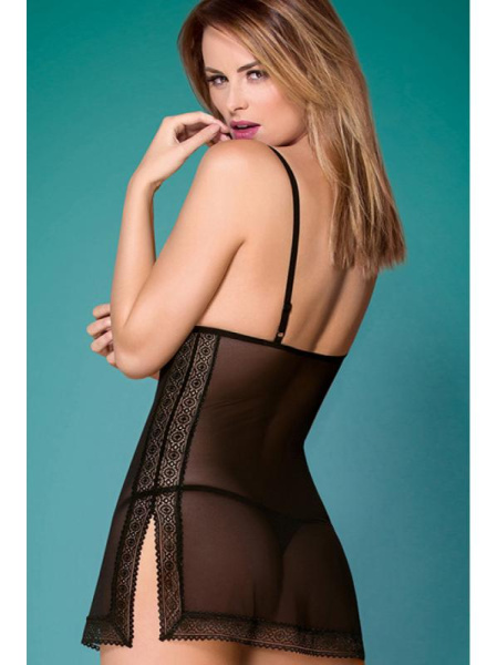 Комплект Obsessive 862-CHE-1 chemise Черно-бежевый