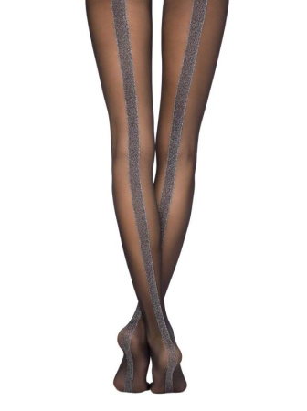 Колготки з широкою смугою з люрексу GLOSS Lycra, р. 2, Nero