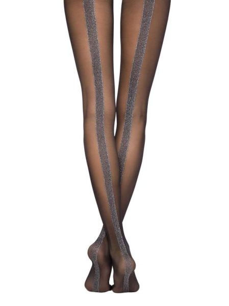Колготки з широкою смугою з люрексу GLOSS Lycra, р. 4, Nero