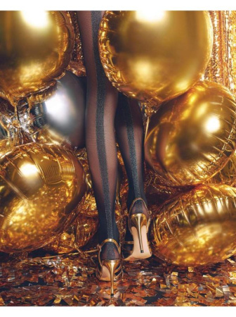 Колготки з широкою смугою з люрексу GLOSS Lycra, р. 2, Nero