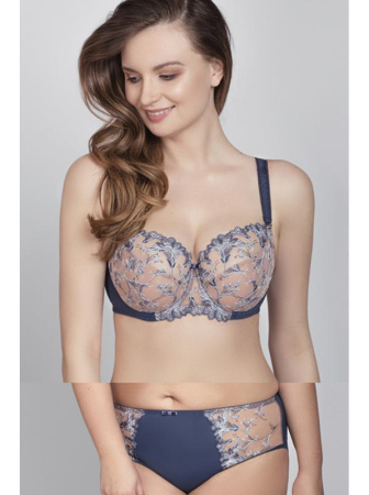 Комплект Samanta Adora - бюстгальтер с мягкой чашкой A122 и полные трусики B400 Сине-бежевый