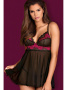 Комплект Obsessive Tulia babydoll  Черно-малиновый || Комплект Obsessive Tulia babydoll  Черно-малиновый