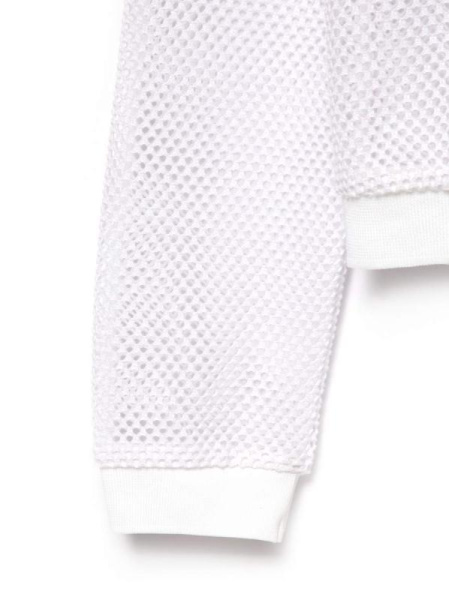 Белый фактурный бомбер в сеточку на молнии LJ 1133