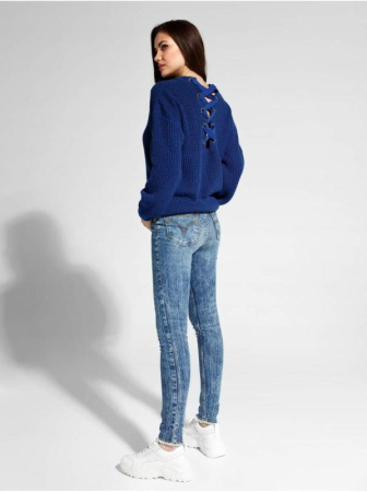 Стильный джемпер из объемной пряжи со шнуровкой на спине LDK 073