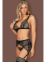 Комплект Obsessive Firella garter belt set Черный || Комплект Obsessive Firella garter belt set Черный