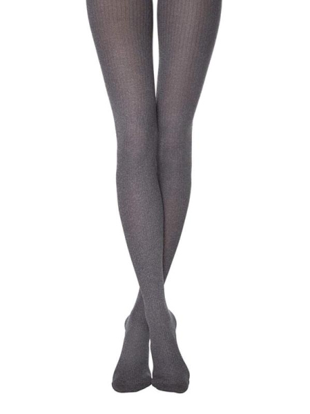 Меланжеві колготки з рельєфним вертикальним малюнком STORY Lycra