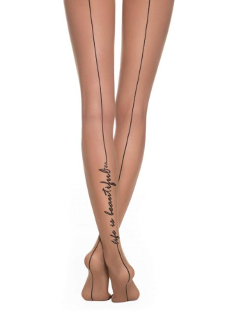 Колготки с имитацией шва и тату-рисунком BEAUTY, р.5, Bronz