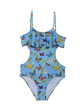 Слитный купальник с воланом SWEET BUTTERFLY || Купальник дів. CE SWEET BUTTERFLY, р.110,116-56, white-blue