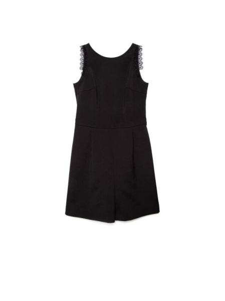 Черный полукомбинезон с открытыми плечами и кружевом GIGI