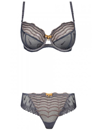 Комплект Samanta Dendrodis - бюстгальтер с мягкой чашкой A122 и стринги C300 Графитово-золотой || Комплект Samanta Dendrodis - бюстгальтер с мягкой чашкой A122 и стринги C300 Графитово-золотой