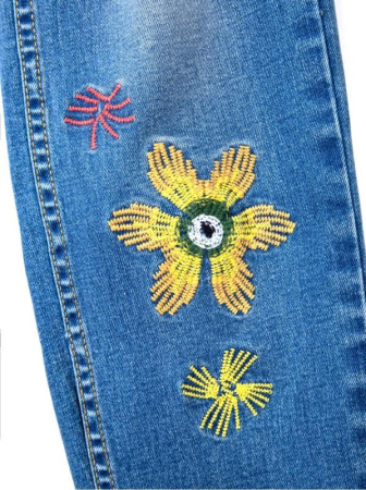 Ультрамодные джинсы с вышивкой и эффектом сильной поношенности CON-32 || ВД Брюки джинсові жін. CE CON-32, р.170-94, синій