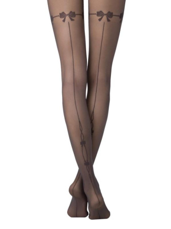 Колготки с имитацией шва сзади и рисунком "бантики" MISTERY Lycra || Колготки с имитацией шва сзади и рисунком &quot;бантики&quot; MISTERY Lycra