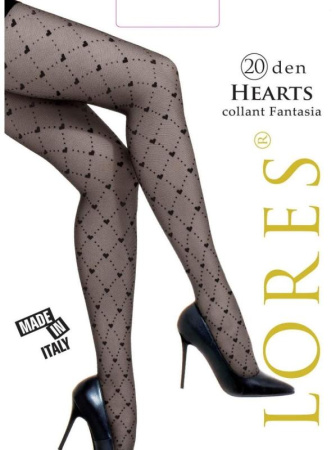Колготки с узором LORES Hearts 20, 1/2, nero(чёрный)