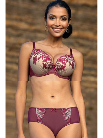 Комплект Dama Kier Imman - бюстгальтер формованный и полные трусики Бургундово-бежевый