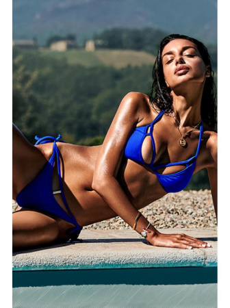 Купальник раздельный Obsessive Costarica - бюст с мягкой чашкой и стринги Синий