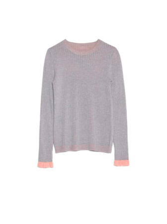 Стильный  вязаный  джемпер в рубчик с рюшами LDK 063 || Джемпер жін. CE LDK063 18С-215СП, р.170-88, dark grey-black