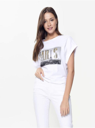 Хлопковая футболка с металлическим принтом LD 924 || Джемпер жін. CE LD 924, р.170-96, white
