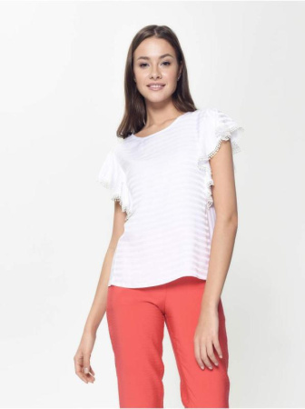 Ультрамодная шелковистая блузка с воланами LBL 908 || Блуза жін. CE LBL 908, р.170-96-102, white