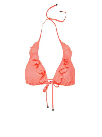 Бикини мягкие треугольники с рюшей EVA || ВКТ CE Бюстгалтер купальний жіночий EVA, р.82-88, кораловий