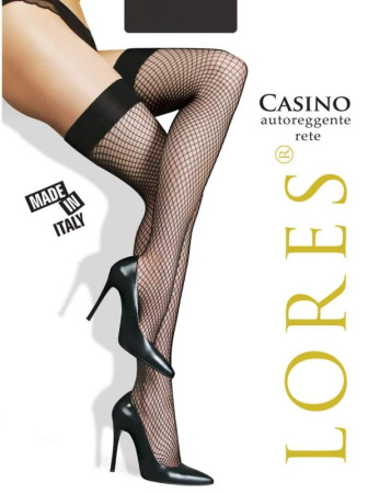 Чулки женские в среднюю сетку LORES Casino autoreggente rete, 1/2, nero(чёрный)
