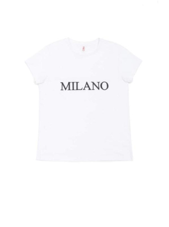 Белая футболка из мягкого хлопка с вышивкой  &quot;Milano&quot; LD 1128 || Джемпер жін. CE LD 1128, р.170-100, white