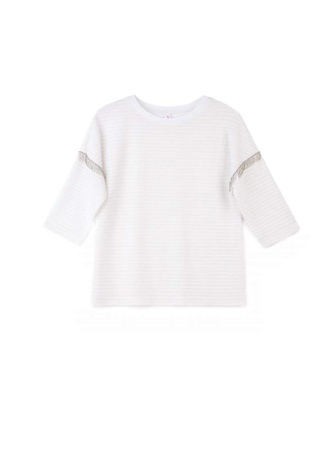 Ультрамодный фактурный джемпер с металлическим декором на рукавах 853 || Джемпер жін. CE LD 853, р.170-92, white