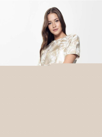 Платье А-силуэта с металлическим принтом LPL 901 || Плаття жін. CE LPL 901, р.170-84-90, off-white gold