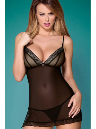 Комплект Obsessive 862-CHE-1 chemise Черно-бежевый