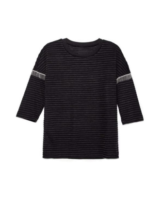 Ультрамодный фактурный джемпер с металлическим декором на рукавах 853 || Джемпер жін. CE LD 853, р.170-88, Nero