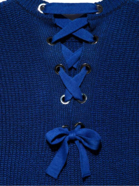 Стильный джемпер из объемной пряжи со шнуровкой на спине LDK 073