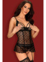Комплект Obsessive Heartia corset  Черный || Комплект Obsessive Heartia corset  Черный