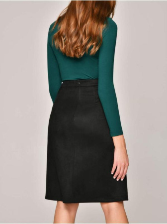 Юбка А-силуэта OFFIConte CHIC с эффектом замши и накладными карманами || Спідниця жін. CE OFFICE CHIC, р.170-98, black