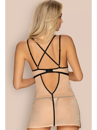 Комплект Obsessive Nudelia chemise Телесно-черный || Комплект Obsessive Nudelia chemise Телесно-черный