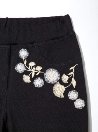 Ультраэластичные джеггинсы с металлической вышивкой FLORES || Ультраэластичные джеггінси з металевої вишивкою FLORES, р. 164-94, Nero