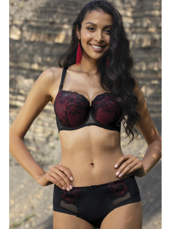 Комплект Dama Kier Keirra - бюстгальтер полумягкий и полные трусики Черно-красный