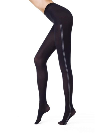 Колготки с лампасами из люрекса MOVE Lycra, р.3, Nero