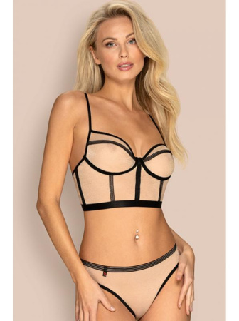 Комплект Obsessive Nudelia top Телесно-черный